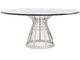 Ariana Riviera Stainless Dining Table With 72 Inch Glass Top