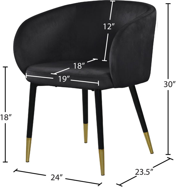 Louise Velvet / Engineered Wood / Metal / Foam Contemporary Black Velvet Dining Chair - 24" W x 23.5" D x 30" H