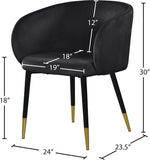 Louise Velvet / Engineered Wood / Metal / Foam Contemporary Black Velvet Dining Chair - 24" W x 23.5" D x 30" H