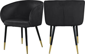 Louise Velvet / Engineered Wood / Metal / Foam Contemporary Black Velvet Dining Chair - 24" W x 23.5" D x 30" H