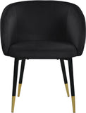 Louise Velvet / Engineered Wood / Metal / Foam Contemporary Black Velvet Dining Chair - 24" W x 23.5" D x 30" H