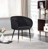 Louise Velvet / Engineered Wood / Metal / Foam Contemporary Black Velvet Dining Chair - 24" W x 23.5" D x 30" H