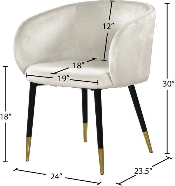 Louise Velvet / Engineered Wood / Metal / Foam Contemporary Cream Velvet Dining Chair - 24" W x 23.5" D x 30" H