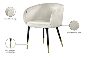 Louise Velvet / Engineered Wood / Metal / Foam Contemporary Cream Velvet Dining Chair - 24" W x 23.5" D x 30" H