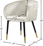 Louise Velvet / Engineered Wood / Metal / Foam Contemporary Cream Velvet Dining Chair - 24" W x 23.5" D x 30" H