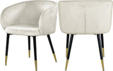 Louise Velvet / Engineered Wood / Metal / Foam Contemporary Cream Velvet Dining Chair - 24" W x 23.5" D x 30" H