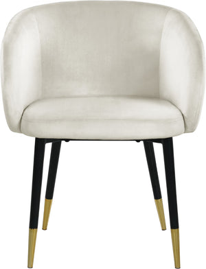 Louise Velvet / Engineered Wood / Metal / Foam Contemporary Cream Velvet Dining Chair - 24" W x 23.5" D x 30" H