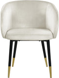 Louise Velvet / Engineered Wood / Metal / Foam Contemporary Cream Velvet Dining Chair - 24" W x 23.5" D x 30" H