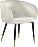 Louise Velvet / Engineered Wood / Metal / Foam Contemporary Cream Velvet Dining Chair - 24" W x 23.5" D x 30" H