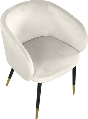 Louise Velvet / Engineered Wood / Metal / Foam Contemporary Cream Velvet Dining Chair - 24" W x 23.5" D x 30" H