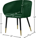 Louise Velvet / Engineered Wood / Metal / Foam Contemporary Green Velvet Dining Chair - 24" W x 23.5" D x 30" H