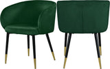 Louise Velvet / Engineered Wood / Metal / Foam Contemporary Green Velvet Dining Chair - 24" W x 23.5" D x 30" H