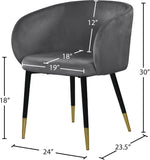 Louise Velvet / Engineered Wood / Metal / Foam Contemporary Grey Velvet Dining Chair - 24" W x 23.5" D x 30" H