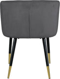 Louise Velvet / Engineered Wood / Metal / Foam Contemporary Grey Velvet Dining Chair - 24" W x 23.5" D x 30" H