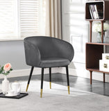 Louise Velvet / Engineered Wood / Metal / Foam Contemporary Grey Velvet Dining Chair - 24" W x 23.5" D x 30" H