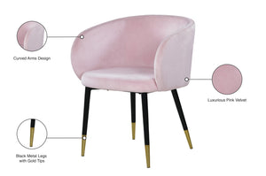 Louise Velvet / Engineered Wood / Metal / Foam Contemporary Pink Velvet Dining Chair - 24" W x 23.5" D x 30" H