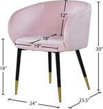 Louise Velvet / Engineered Wood / Metal / Foam Contemporary Pink Velvet Dining Chair - 24" W x 23.5" D x 30" H