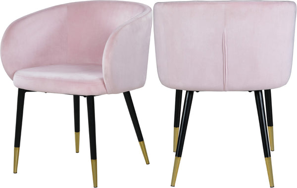 Louise Velvet / Engineered Wood / Metal / Foam Contemporary Pink Velvet Dining Chair - 24" W x 23.5" D x 30" H