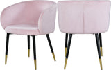 Louise Velvet / Engineered Wood / Metal / Foam Contemporary Pink Velvet Dining Chair - 24" W x 23.5" D x 30" H