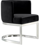 Gianna Velvet / Engineered Wood / Stainless Steel / Foam Contemporary Black Velvet Dining Chair - 24" W x 22" D x 29.5" H