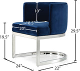 Gianna Velvet / Engineered Wood / Stainless Steel / Foam Contemporary Navy Velvet Dining Chair - 24" W x 22" D x 29.5" H