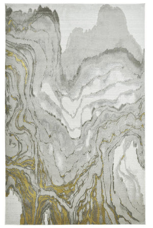 Waldor Absrtract Marble Print Rug, Goldenrod/Ivory, 8ft x 11ft Area Rug