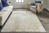 Waldor Absrtract Marble Print Rug, Goldenrod/Ivory, 8ft x 11ft Area Rug