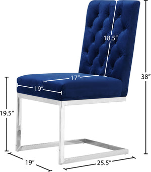 Carlton Velvet / Engineered Wood / Stainless Steel / Foam Contemporary Navy Velvet Dining Chair - 19" W x 25.5" D x 38" H