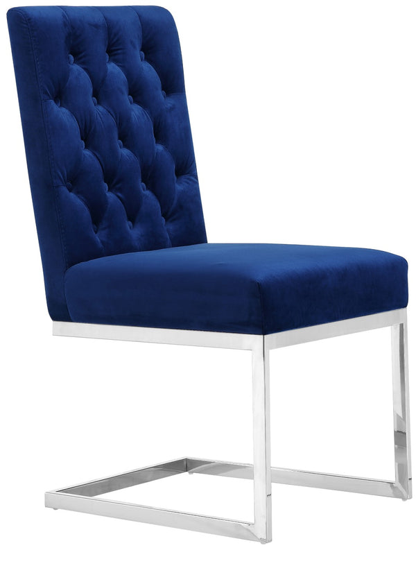 Carlton Velvet / Engineered Wood / Stainless Steel / Foam Contemporary Navy Velvet Dining Chair - 19" W x 25.5" D x 38" H