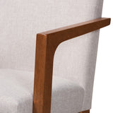 Glenda Mid-Century Modern Greyish Beige Fabric Upholstered and Walnut Brown Finished Wood 5-Piece Dining Set