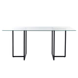 Legend 36x66-Inch Rectangular Dining Table with Clear Tempered Glass Top and Steel Base in Matte Black