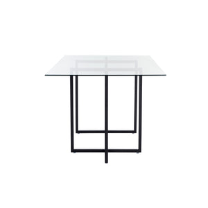 Legend 36x66-Inch Rectangular Dining Table with Clear Tempered Glass Top and Steel Base in Matte Black