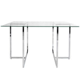 Legend 36x66-Inch Rectangular Dining Table with Clear Tempered Glass Top and Chromed Steel Base