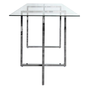 Legend 36x66-Inch Rectangular Dining Table with Clear Tempered Glass Top and Chromed Steel Base