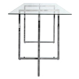 Legend 36x66-Inch Rectangular Dining Table with Clear Tempered Glass Top and Chromed Steel Base