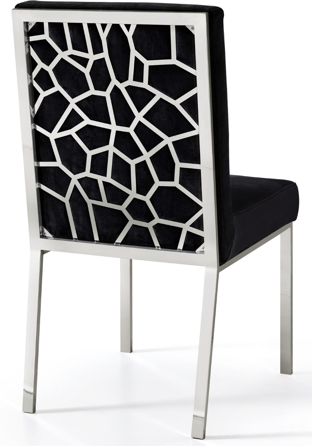 Opal Velvet / Engineered Wood / Stainless Steel / Foam Contemporary Black Velvet Dining Chair - 20" W x 24" D x 39.5" H