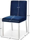 Opal Velvet / Engineered Wood / Stainless Steel / Foam Contemporary Navy Velvet Dining Chair - 20" W x 24" D x 39.5" H