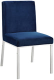 Opal Velvet / Engineered Wood / Stainless Steel / Foam Contemporary Navy Velvet Dining Chair - 20" W x 24" D x 39.5" H