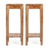 Haralson Handcrafted Mid-Century Modern Acacia Wood Plant Stand - Set of 2