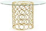 Opal Glass / Stainless Steel Contemporary Gold Dining Table - 54" W x 54" D x 30" H