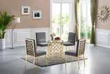 Opal Glass / Stainless Steel Contemporary Gold Dining Table - 54" W x 54" D x 30" H