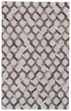 Fannin Handmade Leather Trellis Area Rug, Gray/Warm Taupe, 9ft-6in x 13ft-6in