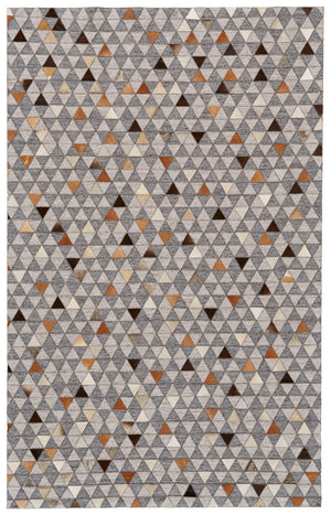 Fannin Handmade Mosaic Leather Rug, Wolf Gray/Rust, 9ft-6in x 13ft-6in Area Rug
