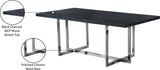 Elle MDF Veneer Engineered Wood / Metal Contemporary Chrome Dining Table - 78" W x 39" D x 30" H