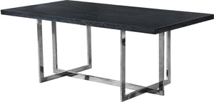 Elle MDF Veneer Engineered Wood / Metal Contemporary Chrome Dining Table - 78" W x 39" D x 30" H