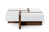 VIG Furniture Modrest Makai Modern White & Walnut Square Coffee Table VGBBLE624E-WHTWAL