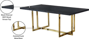 Elle MDF Veneer / Engineered Wood / Metal Contemporary Gold Dining Table - 78" W x 39" D x 30" H