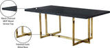 Elle MDF Veneer / Engineered Wood / Metal Contemporary Gold Dining Table - 78" W x 39" D x 30" H