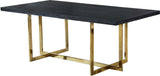 Elle MDF Veneer / Engineered Wood / Metal Contemporary Gold Dining Table - 78" W x 39" D x 30" H