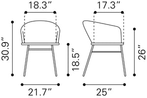 Zuo Modern Zaragoza Steel, Polyethylene Modern Commercial Grade Dining Chair Set - Set of 2 Natural, Black Steel, Polyethylene